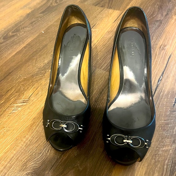 Coach Black Wedge Heels - Picture 1 of 6